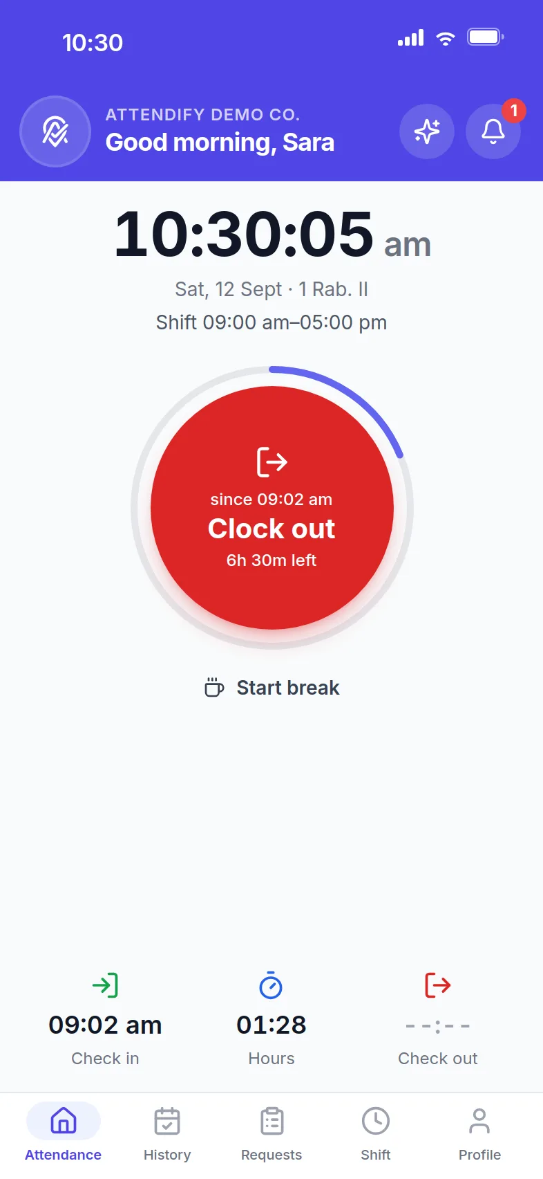 The check-in screen, mid-shift.